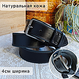 Кожаный ремень 4см BeNG черный, фото 2