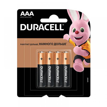 Батарейка Duracell Basic, AAA, LR03/MN2400 1,5V, 4шт/уп. Цена без учета НДС 20%
