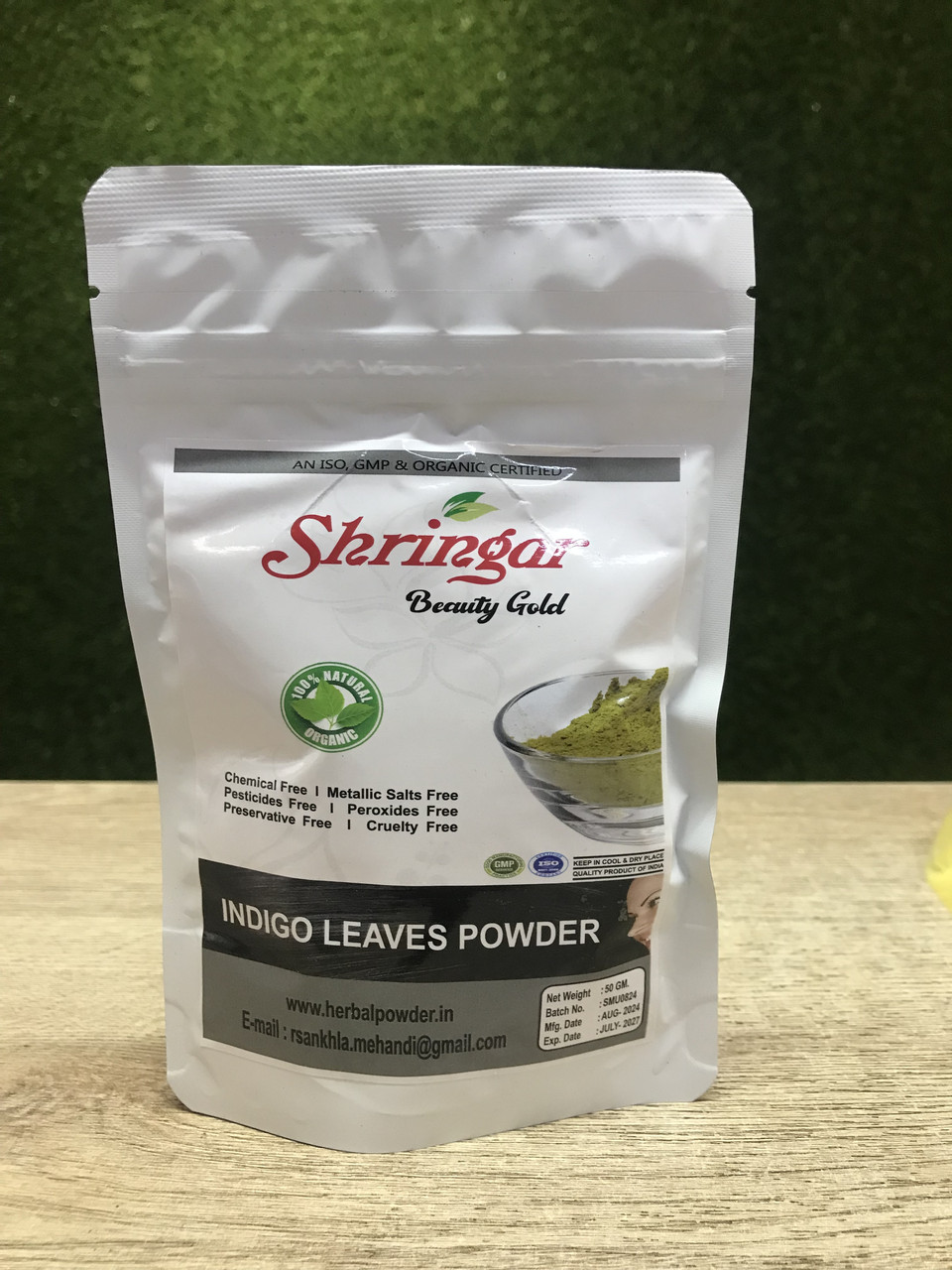 Басма индийская чистая без добавок Шрингар Indigo Leaves Powder Shringar, 50 гр