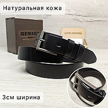 Кожаный ремень 3cм Марун классика, черный
