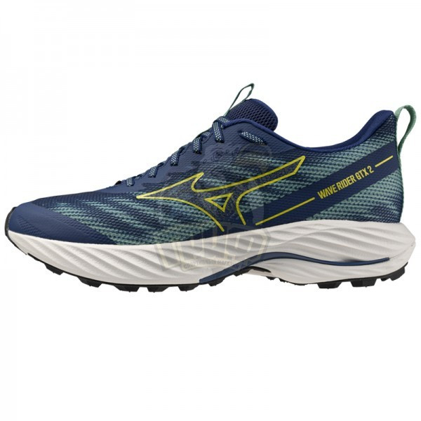Кроссовки беговые мужские Mizuno Wave Rider GTX 2 (синий/зеленый)  (арт. J1GC247902)