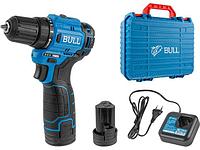 Аккум. дрель-шуруповерт BULL SR 1203 в чем. БЕСЩЕТ., 12 В, 37 Н*м, 2*2 А*ч акб, БЗП 10 мм (шурупы до 8 мм)
