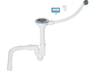 Сифон для кухни прямоточный с аварийным выходом, выпуск 3 1/2, 1 1/2"-40/50мм, AV Engineering