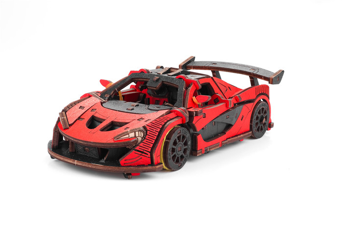 Гоночный автомобиль – Красный. Деревянный пазл 3D - конструктор EWA