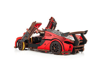 Гоночный автомобиль – Красный. Деревянный пазл 3D - конструктор EWA, фото 3