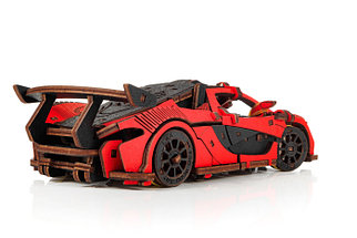 Гоночный автомобиль – Красный. Деревянный пазл 3D - конструктор EWA, фото 2