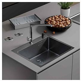 Кухонная мойка Roxen Simple 60 PVD (графит) с коландером и дозатором