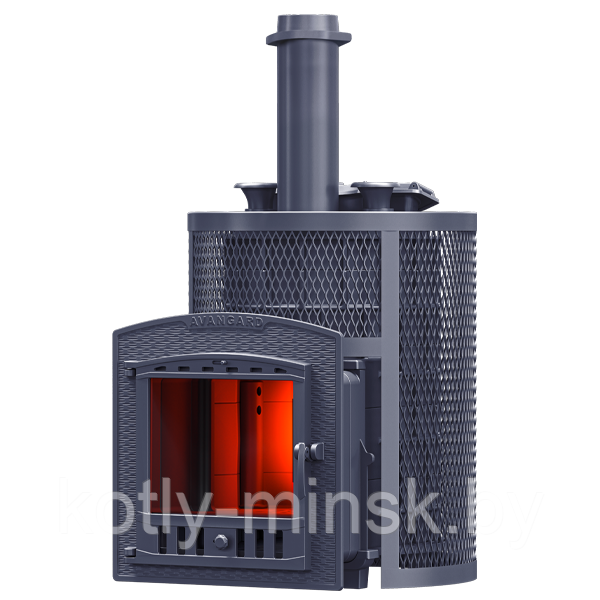Банная печь Технолит AVANGARD ЗК 30 (П2) Ураган в круглой сетке