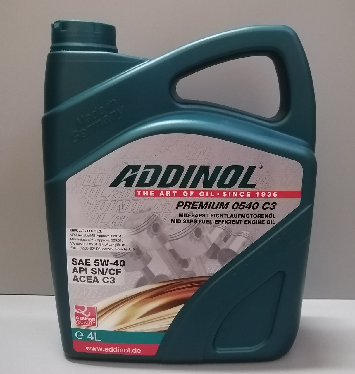 5W40 Масло ADDINOL Premium 0540 C3, 4л