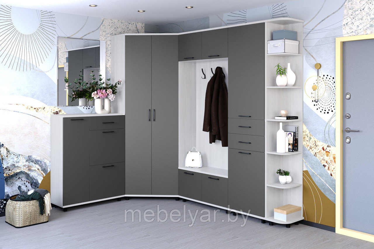 Прихожая Лером Грэйс-1 Снежный Ясень / Антрацит Матовый