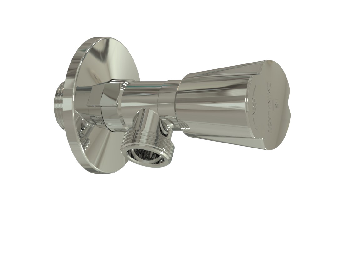 Кран вентильный 1/2"х3/4" для стиральной машины хром., Emirplast, Турция