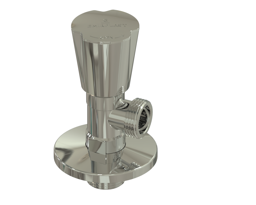 Кран вентильный 1/2"х1/2" для смесителя хром., Emirplast, Турция