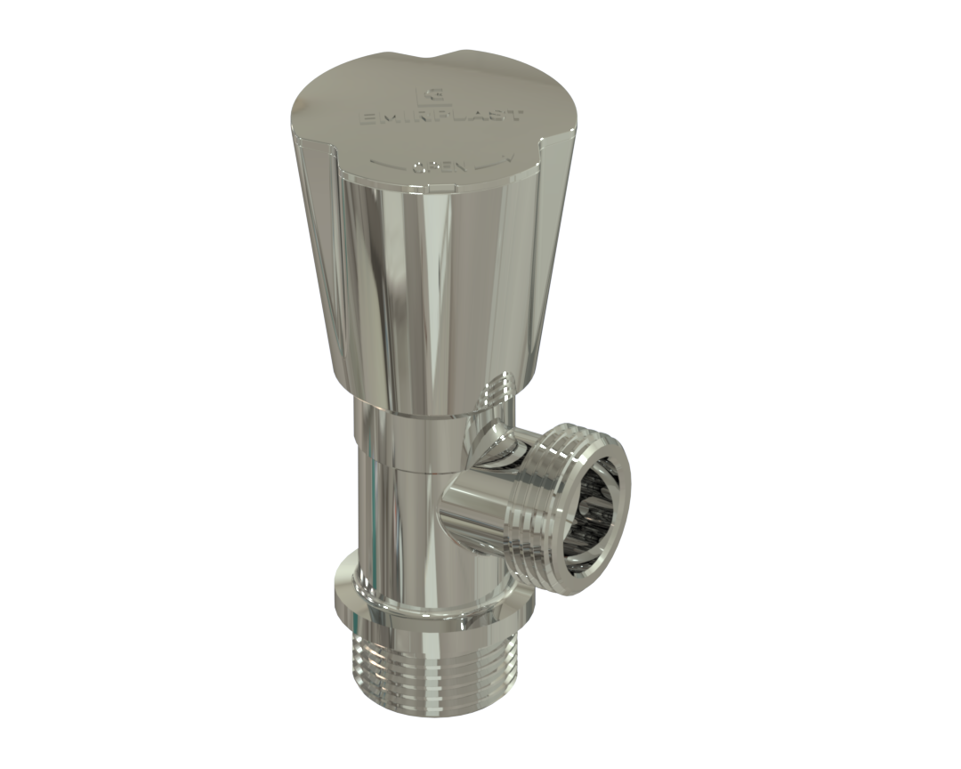 Кран вентильный 1/2"х1/2" для смесителя хром., Emirplast, Турция