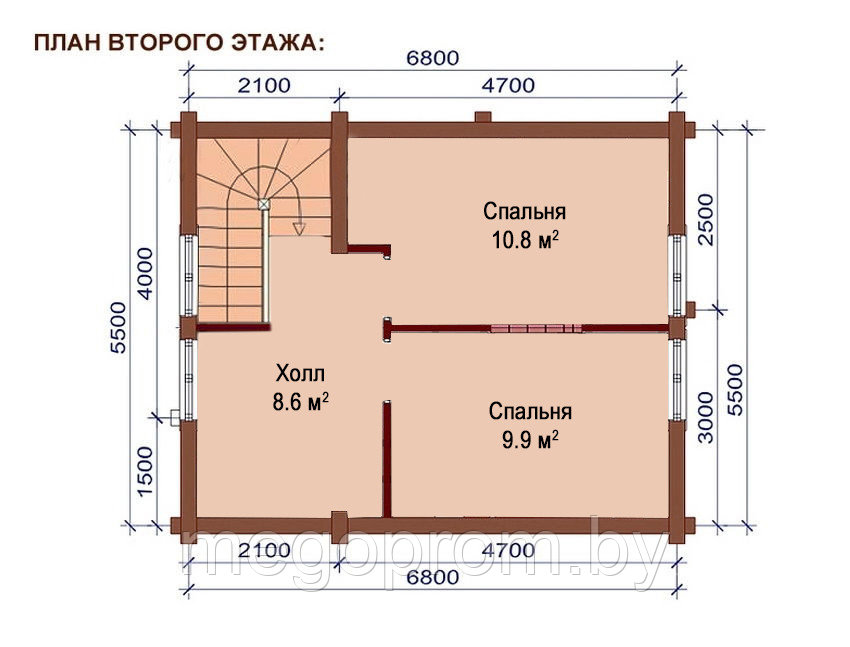 Баня из бревна 6.8х5.5 ОБ14 - фото 5 - id-p34624829