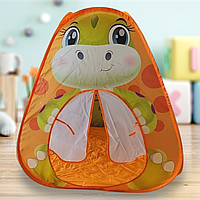 Палатка детская складная в сумке-чехле динозаврик, оранжевая