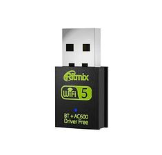 Wi-Fi + Bluetooth адаптер RITMIX RWA-550, 2.4 ГГц + 5 ГГц, 802.11ac (Wi-Fi 5), до 583 Mbps, USB 2.0