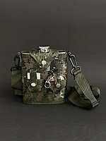 Набор походный 4 предмета черный (фляжка 530 мл, зажигалка бензиновая, складная стопка, ремень для переноски)