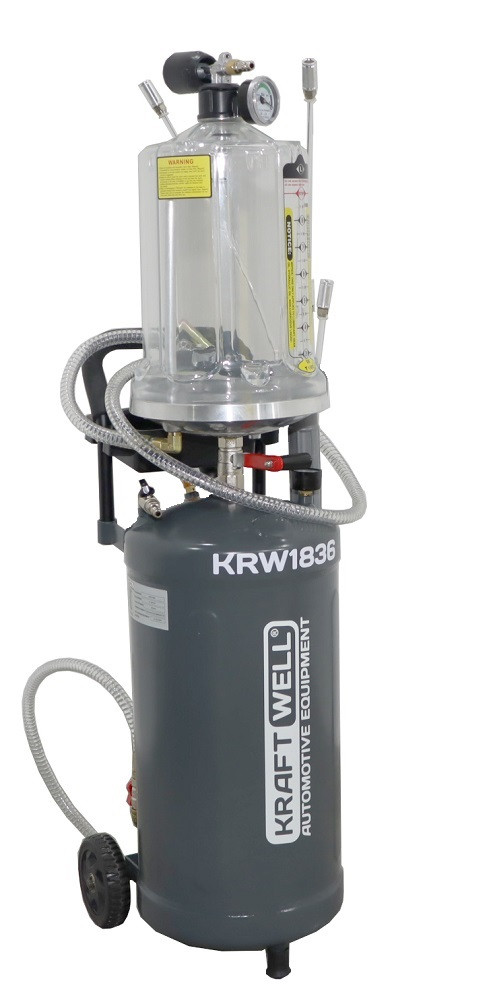 KraftWell KRW1836 Установка для откачки масла и антифриза с мерной емкостью, мобильная