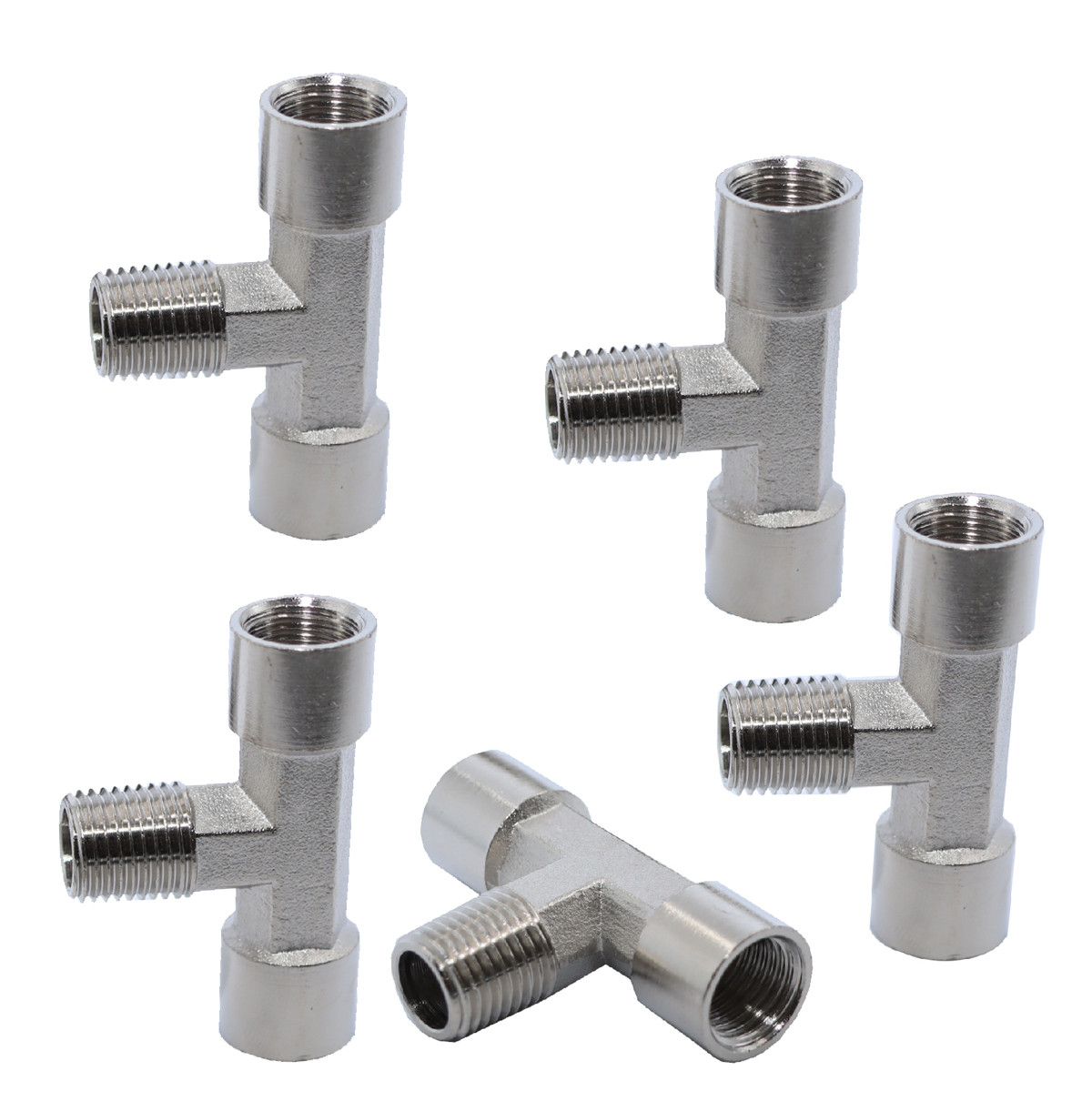 KraftWell KRW-TT14FMF-5 Тройник резьбовой Т-образный F1/4" - M1/4" - F1/4", 5 шт