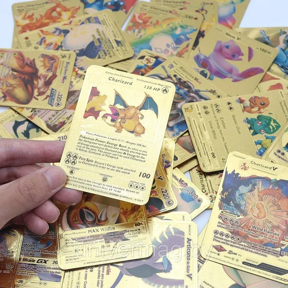 Детские игровые золотые карты покен pokemon Пикачу - фото 1 - id-p234779166