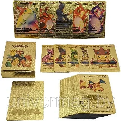 Детские игровые золотые карты покен pokemon Пикачу - фото 2 - id-p234779166