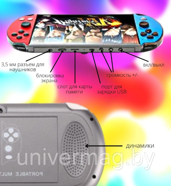 Портативная игровая консоль X12 Plus 7 дюймов 16GB памяти 695 встроенных игр (приставка) - фото 7 - id-p234778514