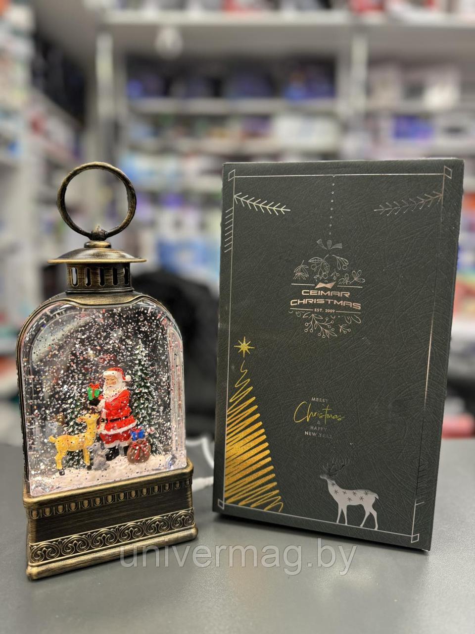 Новогодний светильник / Фонарь новогодний со снегом и с Дедом Морозом Ceimar Christmas