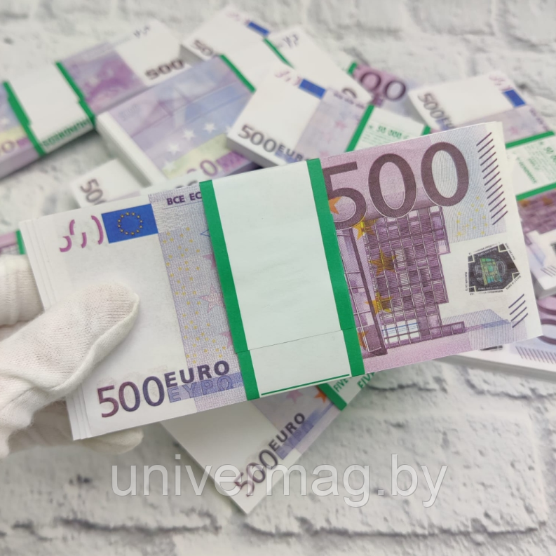 Купюры бутафорные рубли (1 пачка) / Сувенирные деньги, 500 Euro бутафорных (100 шт. в пачке)