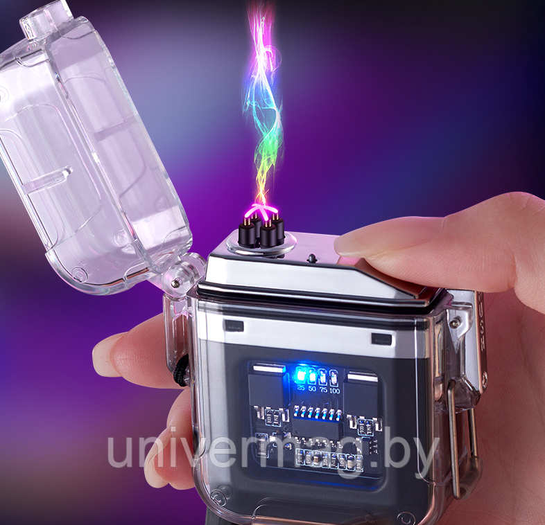 Электронная водонепроницаемая пьезо зажигалка - фонарик с USB зарядкой LIGHTER Черная