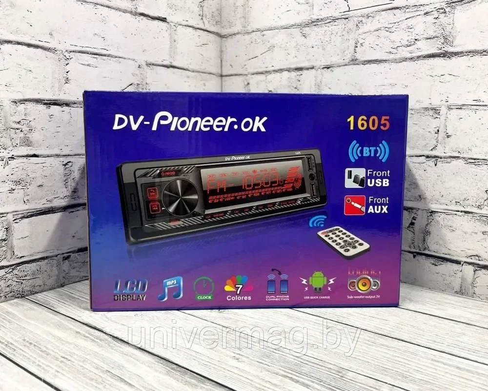 АВТОМОБИЛЬНАЯ МАГНИТОЛА DV-Pioneer.ok 1605 + пульт ДУ