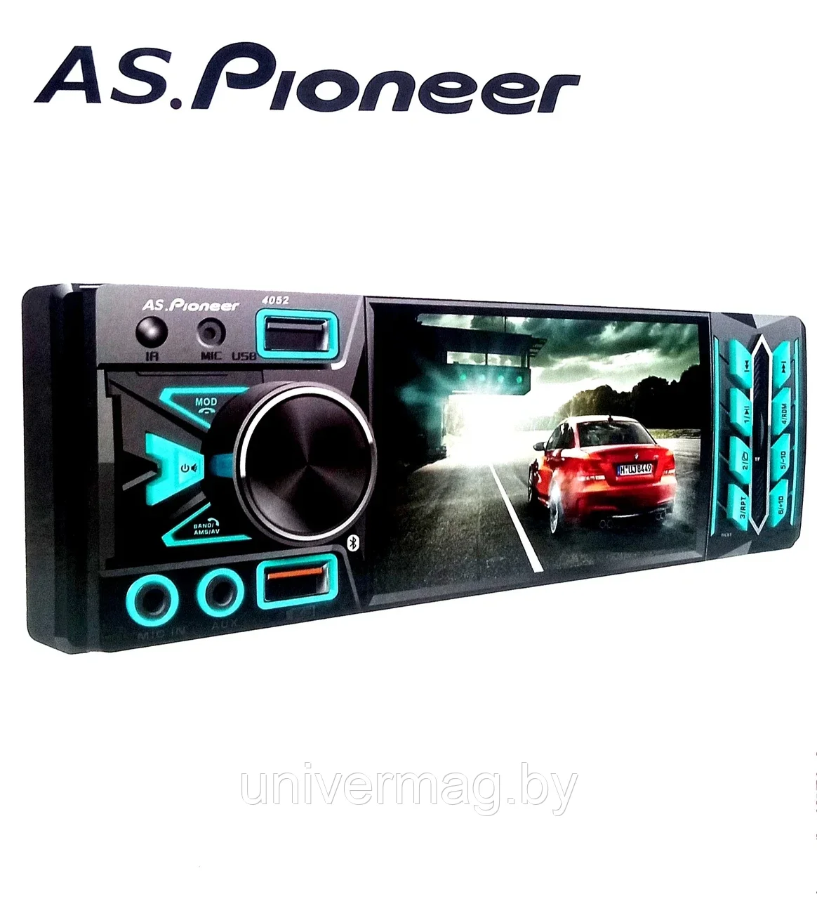 Автомагнитола AS.Pioneer 4052 (4041,4042)BT, подсветка 7 цветов, пульт ДУ, с экраном 1080 Full HD
