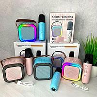 Музыкальная колонка K12 для караоке + 2 беспроводных микрофона + RGB NEW 2024!!! Цвет: голубой, розовый