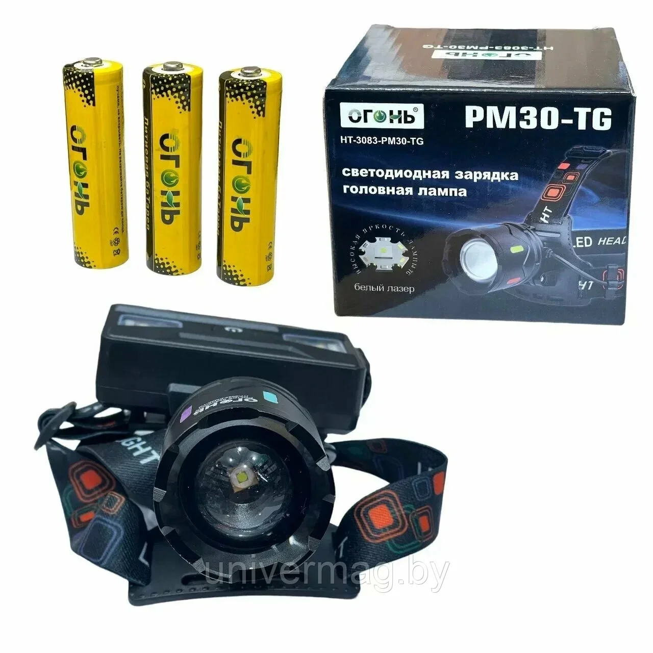 Фонарь налобный HT-3083-PM30-TG (1 ярк.+ 3 акк.+ шнур TYPE-C) zoom