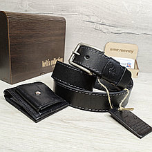 Мужской набор: ремень BUFFALO BELTS 4см + кошелёк зажим