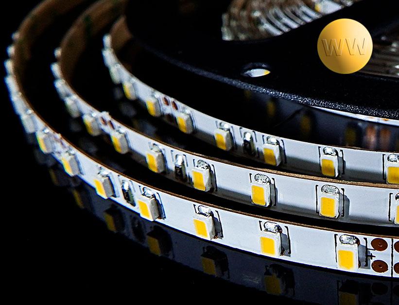 Светодиодная лента SMD 2835 120LED 9,6W 12V IP20(33) 5мм белый теплый