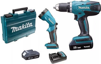 Дрель-шуруповерт Makita DF 457 DWLE (с 2-мя АКБ, фонарь, кейс)