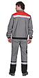 Костюм СИРИУС-МАСТЕР летний, куртка короткая, брюки, средне-серый с красным с СОП, фото 3