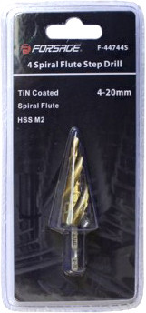 Сверло ступенчатое спиральное TIN HSS M2(4-20мм) FORSAGE F-44744S