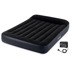 Матрас самонадувной с подголовникоми встроенным насосом Intex Pillow Rest Classic, 191*137*25 см