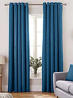Готовый комплект штор из рогожки D6. Васильковый