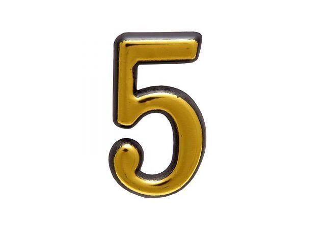 Цифра дверная АЛЛЮР БОЛЬШАЯ пластик "5" золото