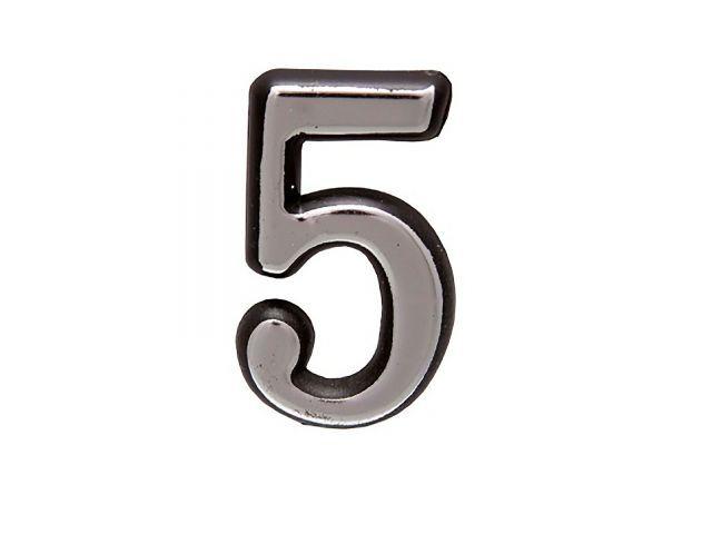 Цифра дверная АЛЛЮР БОЛЬШАЯ пластик "5" хром