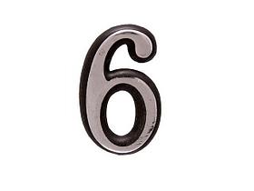 Цифра дверная АЛЛЮР БОЛЬШАЯ пластик "6" хром