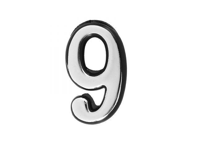 Цифра дверная АЛЛЮР БОЛЬШАЯ пластик "9" хром