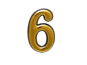Цифра дверная АЛЛЮР пластик "6" золото