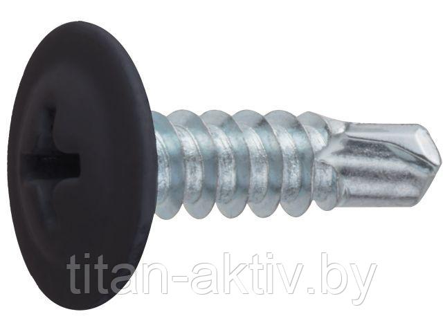 Саморез 4.2х19 мм с прессшайбой, цинк, со сверлом, RAL 9005 (1000 шт в карт. уп.) STARFIX ( цвет чер