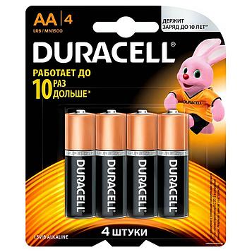 Батарейка Duracell LR6/MN1500 4ВР, 1,5V, 4шт/уп. Цена без учета НДС 20%