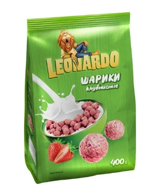 Завтраки Leonardo шарики со вкусом клубничным, 400г