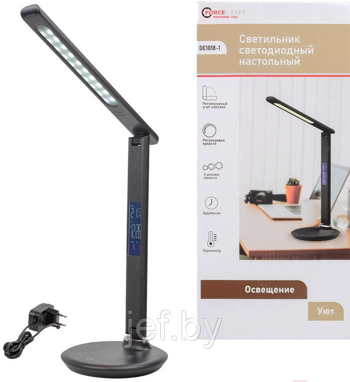 Светильник светодиодный настольный 220В (черный) FORCEKRAFT FK-DE1018-1