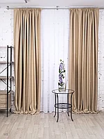 Комплект штор блэкаут рогожка на шторной ленте 02. Светлый песок